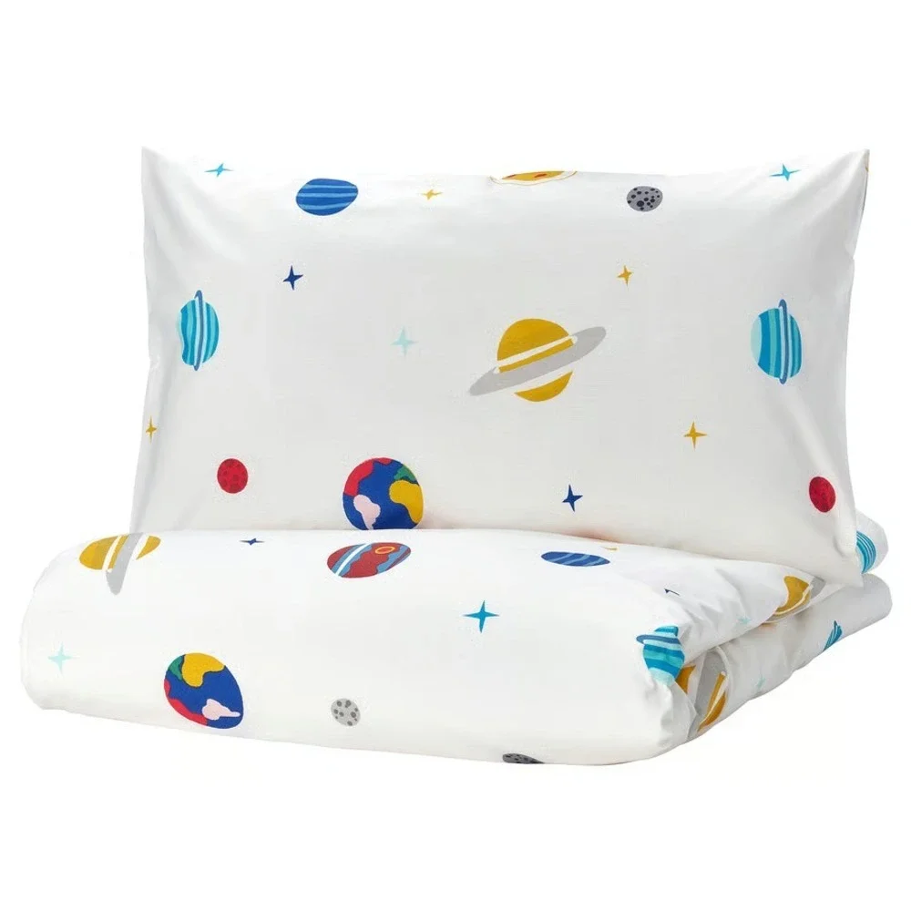 IKEA AFTONSPARV Twin Space Duvet Cover + Queen Pillowcase – Colorful Planets